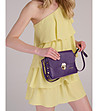 Дамска чанта от естествена кожа в лилаво Mina-0 снимка