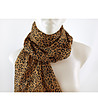 Кафяв дамски шал с леопардов принт-1 снимка