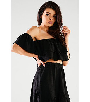 Дамска къса блуза в черно Belen снимка