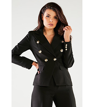 Черно дамско сако със златисти копчета Emala снимка