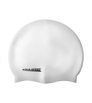 Бяла силиконова шапка за плуване Mega снимка