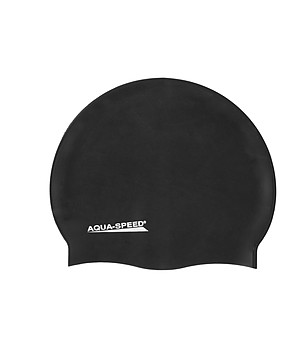 Черна силиконова шапка за плуване Mega снимка