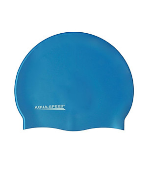Силиконова синя шапка за плуване Mega снимка