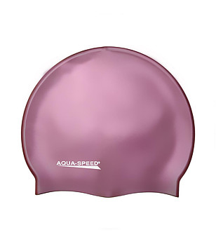 Розова силиконова шапка за плуване с металик ефект Mega снимка