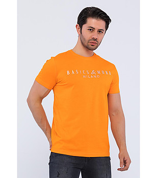 Оранжева памучна мъжка тениска Marc снимка