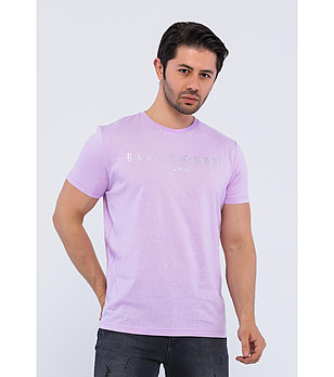 Светлолилава памучна мъжка тениска Marc снимка