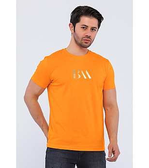 Памучна мъжка оранжева тениска Carol снимка