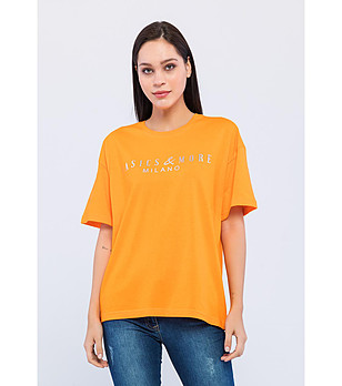 Памучна дамска оранжева тениска Lexa снимка