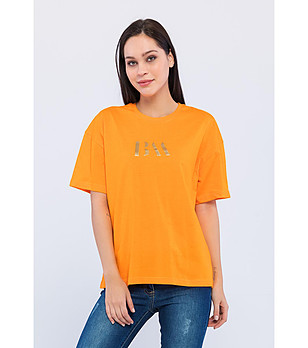 Оранжева дамска памучна тениска Alva снимка