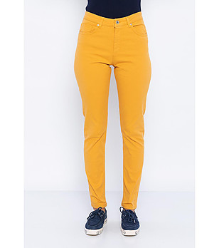 Дамски памучен панталон в цвят горчица Karra снимка