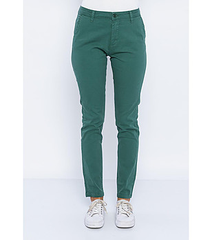 Зелен дамски памучен панталон Karra снимка