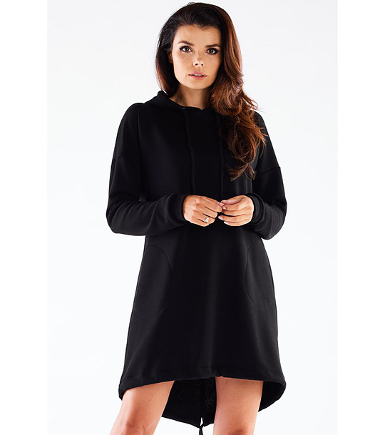 Черна памучна рокля с качулка Melisa снимка