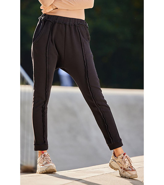 Черно дамско памучно спортно долнище Rikita снимка