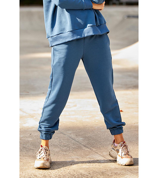 Дамско синьо памучно спортно долнище Evelyn снимка