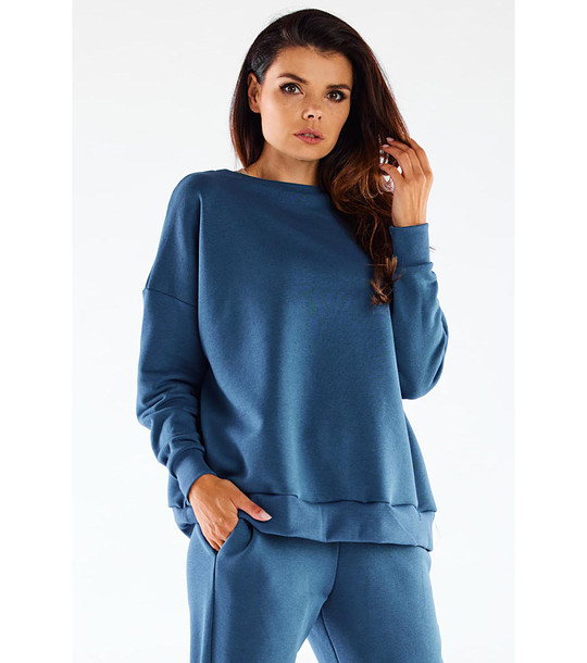 Синя дамска памучна блуза Lavoni снимка