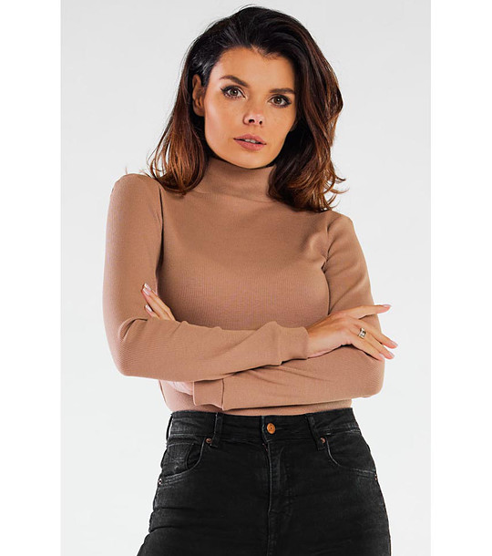 Бежова памучна дамска поло блуза Gladis снимка