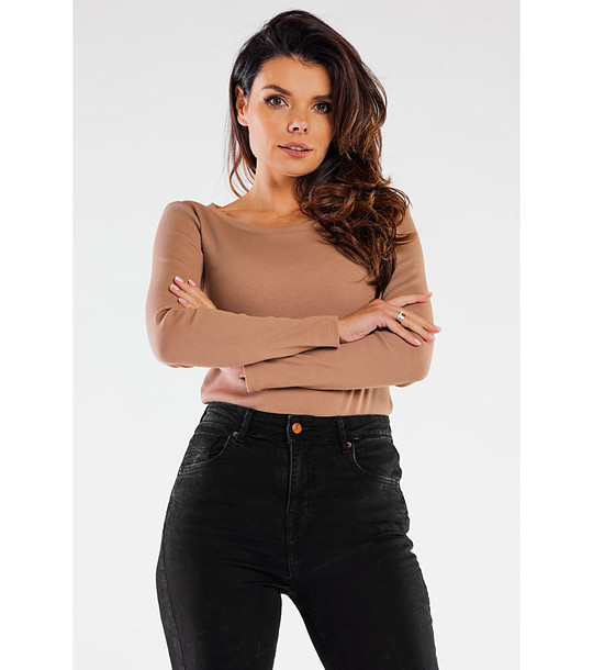 Памучна дамска блуза в бежово Gizela снимка