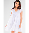 Памучна бяла рокля с перфорации Aliza-2 снимка