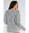 Сив дамски ажурен пуловер Vedena-1 снимка