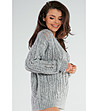 Сив дамски ажурен пуловер Vedena-2 снимка