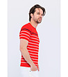 Червена мъжка тениска на райе в бяло и тъмносиньо Carlino-3 снимка