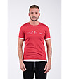 Червена памучна мъжка тениска с бели кантове Luca-0 снимка