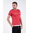 Червена памучна мъжка тениска с бели кантове Luca-3 снимка