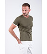 Мъжка тениска в цвят каки с бели кантове Bernard-3 снимка