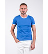 Мъжка тениска в синьо с бели кантове Bernard-2 снимка