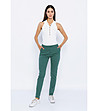 Зелен дамски памучен панталон Karra-4 снимка