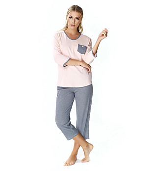 Дамска памучна пижама в цвят сьомга Fibi  снимка
