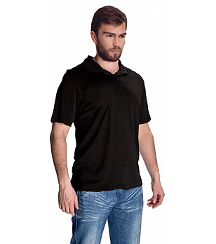 Черна мъжка блуза с яка Polo снимка