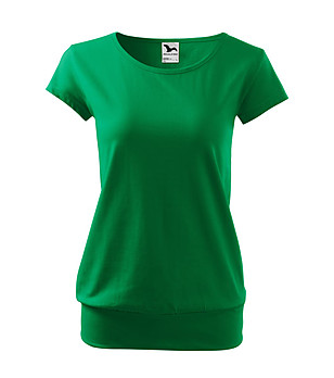 Дамска памучна зелена тениска City снимка