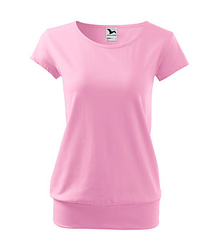Дамска памучна розова тениска City снимка