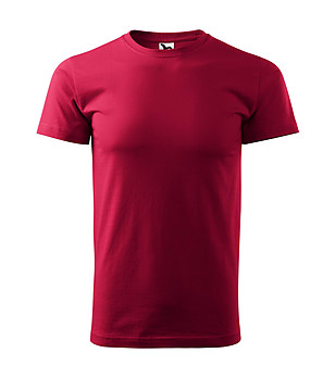 Тъмночервена мъжка памучна тениска Elino снимка