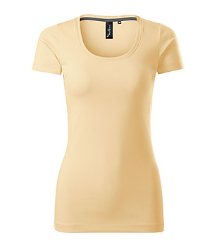 Дамска вталена тениска в цвят ванилия Lidia от памук снимка