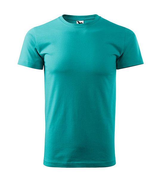 Мъжка памучна тениска Elino в цвят емералд снимка