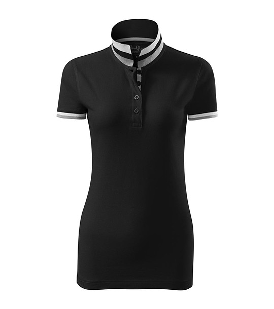 Черна дамска памучна блуза с контрастни кантове Wella снимка