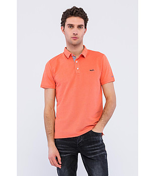 Памучна мъжка блуза в оранжев нюанс снимка