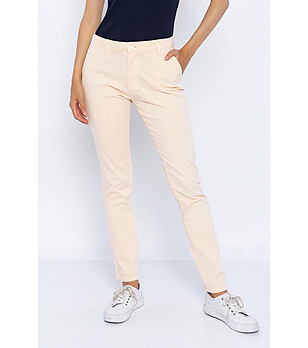 Дамски памучен панталон в нюанс на цвят сьомга снимка