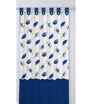 Завеса за баня в бяло и синьо с принт 180х200 см снимка
