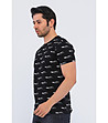 Черна памучна мъжка тениска с принт-3 снимка