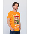 Памучна мъжка оранжева тениска с щампа-3 снимка