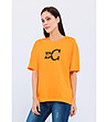 Памучна дамска оранжева тениска-2 снимка