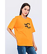 Памучна дамска оранжева тениска-3 снимка