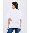 Дамска бяла памучна тениска с щампа-1 снимка