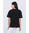 Дамска черна памучна тениска с щампа-1 снимка