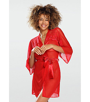 Прозрачен червен дамски халат Muriel снимка