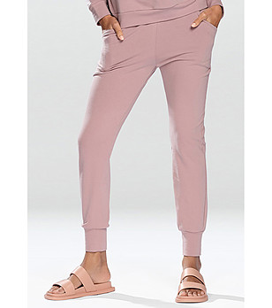 Розов памучен дамски панталон Irma снимка