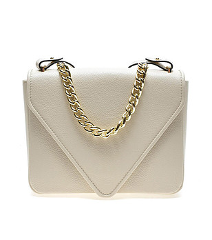 Бежова дамска чанта от естествена кожа Rina снимка